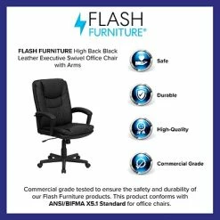 Discount ⌛ Executive/Managerial Chairs Flash Furniture High Back Leather Executive Swivel Office Chair With Padded Leather Arms, Black 💯 -Office Chairs Online store unnamed file 1032