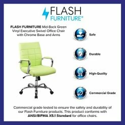 Promo 🛒 Flash Furniture Executive/Managerial Chairs Mid-Back, Green Vinyl Executive Swivel Office Chair With Chrome Arms [GO-2240-GN-GG] 🧨 -Office Chairs Online store unnamed file 1041