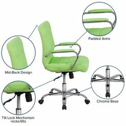 Promo 🛒 Flash Furniture Executive/Managerial Chairs Mid-Back, Green Vinyl Executive Swivel Office Chair With Chrome Arms [GO-2240-GN-GG] 🧨 -Office Chairs Online store unnamed file 1042