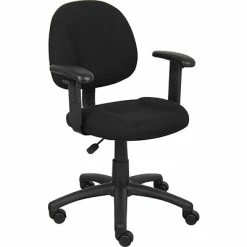Flash Sale 😀 Task Chairs Boss Perfect Posture Deluxe Office Task Chair With Adjustable Arms, Black (B316-BK) 🛒