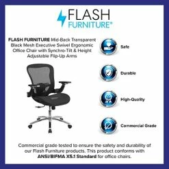 Budget 🔥 Flash Furniture Executive/Managerial Chairs Flash Mid-Back Mesh Executive Swivel Office Chair W/Synchro-Tilt & Height-Adj Flip-Up Arms, Black (GOWY87) ❤️ -Office Chairs Online store unnamed file 1051