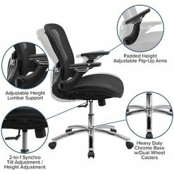 Budget 🔥 Flash Furniture Executive/Managerial Chairs Flash Mid-Back Mesh Executive Swivel Office Chair W/Synchro-Tilt & Height-Adj Flip-Up Arms, Black (GOWY87) ❤️ -Office Chairs Online store unnamed file 1052