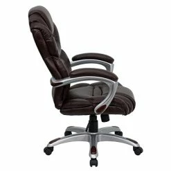 Brand new 🎉 Executive/Managerial Chairs Flash Furniture High Back Split Leather Executive Office Chair With Padded Loop Arms, Brown (GO901BN) 🌟 -Office Chairs Online store unnamed file 1069