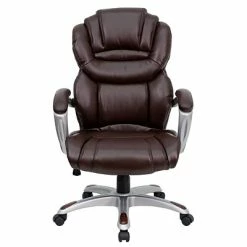 Brand new 🎉 Executive/Managerial Chairs Flash Furniture High Back Split Leather Executive Office Chair With Padded Loop Arms, Brown (GO901BN) 🌟 -Office Chairs Online store unnamed file 1070