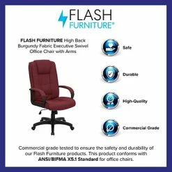 Outlet 💯 Executive/Managerial Chairs Flash Furniture High Back Fabric Executive Office Chair With Padded Nylon Arms, Burgundy 🌟 -Office Chairs Online store unnamed file 1073