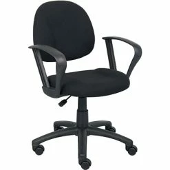 New 🔔 Task Chairs Boss Perfect Posture Deluxe Office Task Chair With Loop Arms, Black (B317-BK) 👏