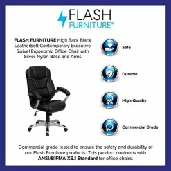 Best Sale 😉 Executive/Managerial Chairs Flash Furniture High Back Leather Contemporary Office Chair With Spring Tilt Control, Black 😀 -Office Chairs Online store unnamed file 1106