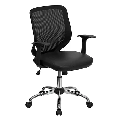 Best deal ๐งจ Executive/Managerial Chairs Flash Furniture Mid Back Office Chair With Mesh Back And Italian Leather Seat, Black ๐ 3 Best deal ๐งจ Executive/Managerial Chairs Flash Furniture Mid Back Office Chair With Mesh Back And Italian Leather Seat, Black ๐