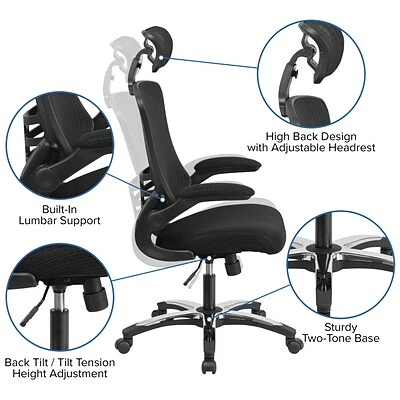 Wholesale ๐คฉ Flash Furniture Executive/Managerial Chairs Flash BLX5H High Back Blk Mesh Exec Swivel Office Chair W/Flip-Up Arms & Chrome-Nylon Designer Base ๐ 8 Wholesale ๐คฉ Flash Furniture Executive/Managerial Chairs Flash BLX5H High Back Blk Mesh Exec Swivel Office Chair W/Flip-Up Arms & Chrome-Nylon Designer Base ๐ - Image 6