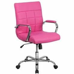 Best Sale ✨ Executive/Managerial Chairs Flash Furniture Mid-Back Vinyl Executive Swivel Office Chair With Chrome Arms, Pink [GO-2240-PK-GG] 🥰