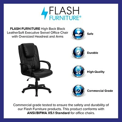 Deals ๐ Executive/Managerial Chairs Flash Furniture High Back Leather Swivel Executive Office Chair, Black ๐ 6 Deals ๐ Executive/Managerial Chairs Flash Furniture High Back Leather Swivel Executive Office Chair, Black ๐ - Image 4