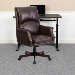 Coupon 🎉 Executive/Managerial Chairs Flash Furniture High-Back Pillow-Back Leather Executive Swivel Office Chair, Brown (BT9025H2BN) 🤩 -Office Chairs Online store unnamed file 1222