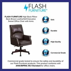 Coupon 🎉 Executive/Managerial Chairs Flash Furniture High-Back Pillow-Back Leather Executive Swivel Office Chair, Brown (BT9025H2BN) 🤩 -Office Chairs Online store unnamed file 1224