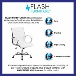 Best Sale 😀 Executive/Managerial Chairs Flash Furniture Mid-Back Leather Executive Office Chair; White ✨ -Office Chairs Online store unnamed file 1241