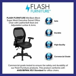 Best deal 💯 Executive/Managerial Chairs Flash Furniture Mid Back Super Mesh Office Chair With Black Italian Leather Seat, Black 🤩 -Office Chairs Online store unnamed file 1247