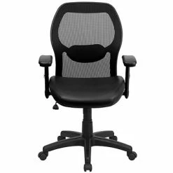 Best deal 💯 Executive/Managerial Chairs Flash Furniture Mid Back Super Mesh Office Chair With Black Italian Leather Seat, Black 🤩 -Office Chairs Online store unnamed file 1250