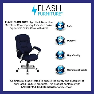 Best deal ❤️ Task Chairs Flash Furniture High Back Micro Fiber Contemporary Office Chair, Navy Blue 😍 6 Best deal ❤️ Task Chairs Flash Furniture High Back Micro Fiber Contemporary Office Chair, Navy Blue 😍 - Image 4