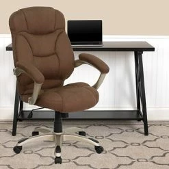 Budget 🌟 Task Chairs Flash Furniture High Back Micro Fiber Contemporary Office Chair, Brown 🧨 -Office Chairs Online store unnamed file 1295