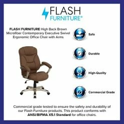 Budget 🌟 Task Chairs Flash Furniture High Back Micro Fiber Contemporary Office Chair, Brown 🧨 -Office Chairs Online store unnamed file 1297