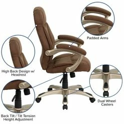 Budget 🌟 Task Chairs Flash Furniture High Back Micro Fiber Contemporary Office Chair, Brown 🧨 -Office Chairs Online store unnamed file 1298