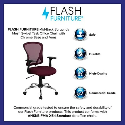 Best Pirce ⭐ Task Chairs Flash Furniture Mid-Back Office Chair, Burgundy 💯 6 Best Pirce ⭐ Task Chairs Flash Furniture Mid-Back Office Chair, Burgundy 💯 - Image 4
