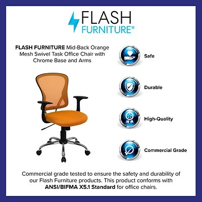 Flash Sale ๐ Task Chairs Flash Furniture Mid-Back Office Chair, Orange โจ 6 Flash Sale ๐ Task Chairs Flash Furniture Mid-Back Office Chair, Orange โจ - Image 4