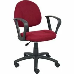Best Pirce 🛒 Task Chairs Boss Perfect Posture Deluxe Office Task Chair With Loop Arms, Burgundy (B317-BY) 💯