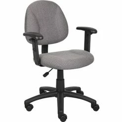 Promo 😍 Task Chairs Boss Perfect Posture Deluxe Office Task Chair With Adjustable Arms, Grey (B316-GY) 👍