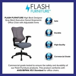 Outlet 🤩 Executive/Managerial Chairs Flash Furniture Mesh/Fire-retardant Foam Executive Chair, Black/Designer Gray (BL-ZP-806-GY-GG) ⭐ -Office Chairs Online store unnamed file 1464