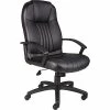 Brand new 🛒 Executive/Managerial Chairs Boss High Back Leather Plus Executive Chair, Black (B7641) ✔️