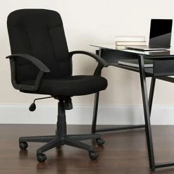 Flash Sale 👍 Task Chairs Flash Furniture Mid Back Fabric Task And Computer Chair, Black ⭐ -Office Chairs Online store unnamed file 1588