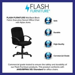 Flash Sale 👍 Task Chairs Flash Furniture Mid Back Fabric Task And Computer Chair, Black ⭐ -Office Chairs Online store unnamed file 1590