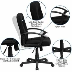 Flash Sale 👍 Task Chairs Flash Furniture Mid Back Fabric Task And Computer Chair, Black ⭐ -Office Chairs Online store unnamed file 1592