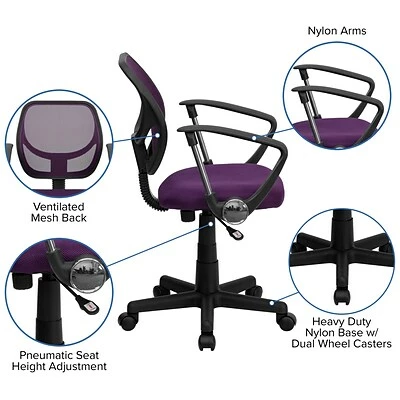 Hot Sale ๐ Task Chairs Flash Furniture Mid-Back Task And Computer Chair With Arm, Purple ๐ 7 Hot Sale ๐ Task Chairs Flash Furniture Mid-Back Task And Computer Chair With Arm, Purple ๐ - Image 5