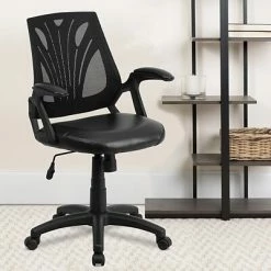 Cheap 🔥 Task Chairs Flash Furniture Mid-Back Mesh Swivel Task Chair With Leather Padded Seat, Black (GOWY82LEA) 😉 -Office Chairs Online store unnamed file 1642