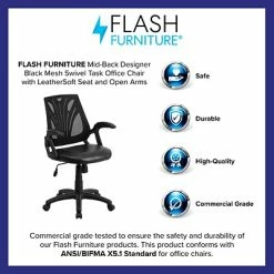 Cheap 🔥 Task Chairs Flash Furniture Mid-Back Mesh Swivel Task Chair With Leather Padded Seat, Black (GOWY82LEA) 😉 -Office Chairs Online store unnamed file 1644