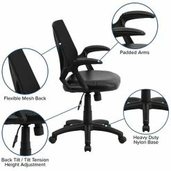Cheap 🔥 Task Chairs Flash Furniture Mid-Back Mesh Swivel Task Chair With Leather Padded Seat, Black (GOWY82LEA) 😉 -Office Chairs Online store unnamed file 1645