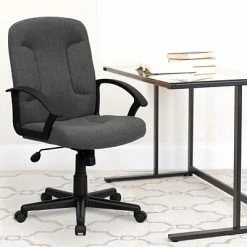 Cheapest 🎉 Task Chairs Flash Furniture Mid Back Fabric Task And Computer Chair, Gray 🔔 -Office Chairs Online store unnamed file 1651