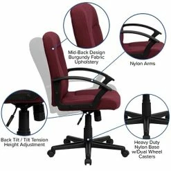 Cheap 😀 Task Chairs Flash Furniture Mid Back Fabric Task And Computer Chair, Burgundy 💯 -Office Chairs Online store unnamed file 1663