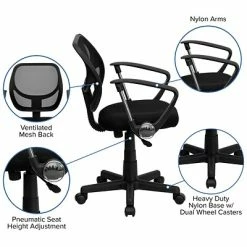Best Sale 🛒 Task Chairs Flash Furniture Mesh Computer And Desk Chair, Black (WA-3074-BK-A-GG) 🔥 -Office Chairs Online store unnamed file 1672