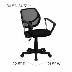 Best Sale 🛒 Task Chairs Flash Furniture Mesh Computer And Desk Chair, Black (WA-3074-BK-A-GG) 🔥 -Office Chairs Online store unnamed file 1673