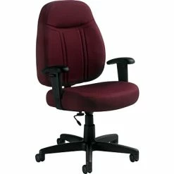 Promo 🧨 Task Chairs Global High-Back Fabric Task Chair, Adjustable Arms, Burgundy ⌛
