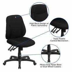 Promo 👏 Task Chairs Flash Furniture BT90297S Mid-Back Fabric Multi-Functional Ergonomic Swivel Task Chair In Black 👏 -Office Chairs Online store unnamed file 1869
