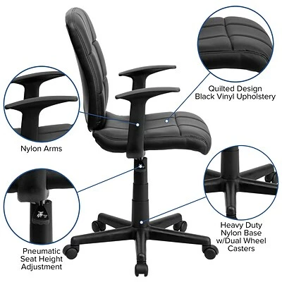 Best Pirce ๐ฅ Task Chairs Flash Furniture Mid-Back Quilted Vinyl Task Chair With Nylon Arms, Black ๐ 8 Best Pirce ๐ฅ Task Chairs Flash Furniture Mid-Back Quilted Vinyl Task Chair With Nylon Arms, Black ๐ - Image 6