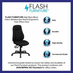 Brand new 🎉 Task Chairs Flash Furniture BT90297H High Back Black Fabric Multi-Functional Ergonomic Swivel Task Chair 😍 -Office Chairs Online store unnamed file 1891