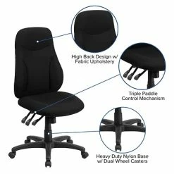 Brand new 🎉 Task Chairs Flash Furniture BT90297H High Back Black Fabric Multi-Functional Ergonomic Swivel Task Chair 😍 -Office Chairs Online store unnamed file 1893
