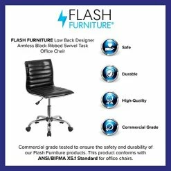 Coupon 🎁 Task Chairs Flash Furniture Vinyl Low Back Armless Ribbed Designer Swivel Task Chair, Black (DS512BBK) 👏 -Office Chairs Online store unnamed file 1920