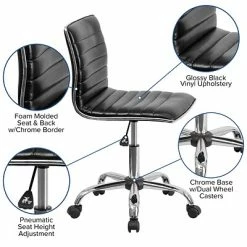 Coupon 🎁 Task Chairs Flash Furniture Vinyl Low Back Armless Ribbed Designer Swivel Task Chair, Black (DS512BBK) 👏 -Office Chairs Online store unnamed file 1922