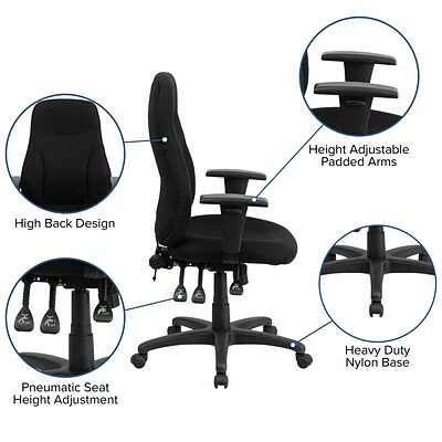 Top 10 โ Task Chairs Flash Furniture High-Back Fabric Multi-Functional Ergonomic Swivel Task Chair, Black W/Adj Arms (BT90297HA) ๐ 7 Top 10 โ Task Chairs Flash Furniture High-Back Fabric Multi-Functional Ergonomic Swivel Task Chair, Black W/Adj Arms (BT90297HA) ๐ - Image 5