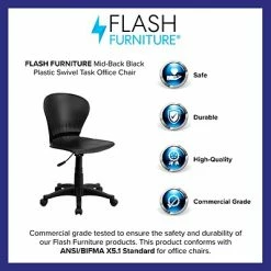 Outlet 🌟 Task Chairs Flash Furniture Plastic Mid-Back Swivel Task Chair, Black 😍 -Office Chairs Online store unnamed file 1975